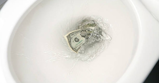 money in toilet